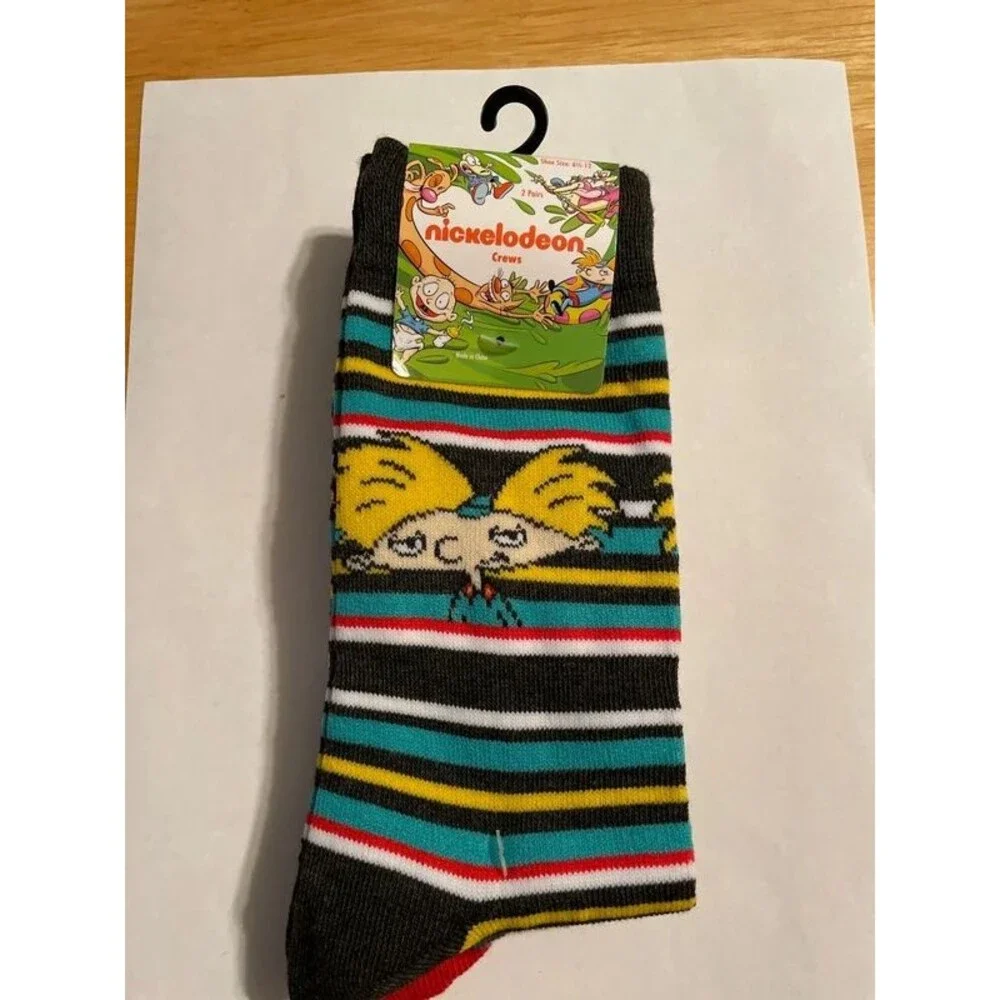 Nickelodeon Crew socks Hey Arnold REN & Stimpy 2ct